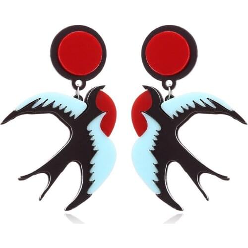 Japanese and Korean hip-hop pop punk wind BOP acrylic colours free bird swallow earrings pendant jewelry