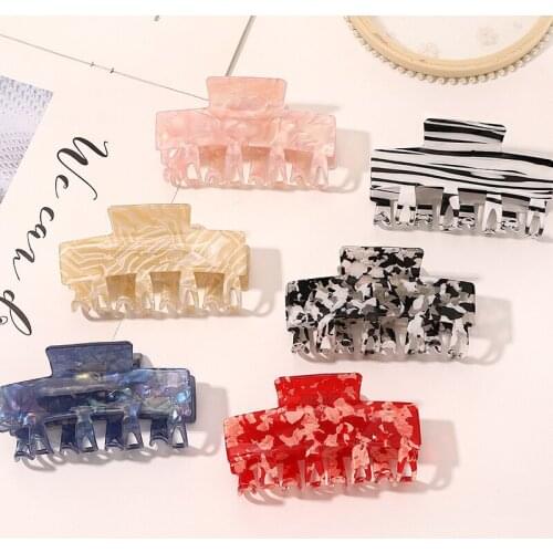 Korean Geometric Acetate Leopard Hairpins Women Large Square Hair Clips Hair Claws Banana Clip Vintage Resin Hair Accessories