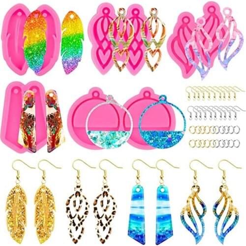 1 Set Earrings Epoxy Resin Mol Keychain Silicone Mould DIY Crafts Jewelry Pendant Casting Tools