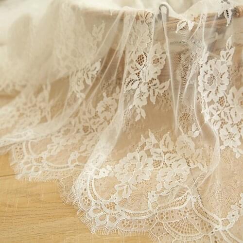 3Meter/Lot Europe Black White Eyelash Lace Fabric 150CM Lace Trim Wedding Dress Handmade Diy Wholesale Clothing Accessories