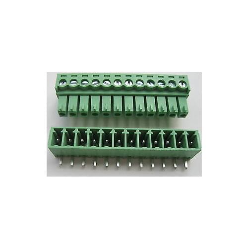 30 pcs Screw Terminal Block Connector 3.5mm Angle 12 pin Green Pluggable Type