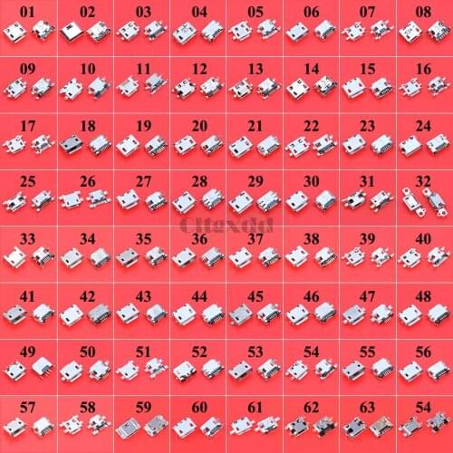 64model 64PCS Mini Micro USB Jack Connector 5Pin 7Pin Female Socket Charging Port For Samsung Lenovo Xiaomi Redmi Tablet PC etc