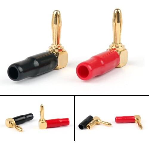 Artudatech 20PCS Right Angle Banana Plug Speaker Cable Connector Screw Type Free Solder Jack Parts