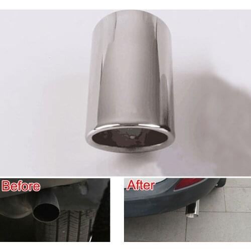Car Stainless Steel Chrome Round Exhaust End Tail Pipe Muffler Automobile Tip Pipe with Clip For RAV4 2014 2015
