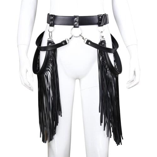 Boho Sexy Women PU Leather Skirts Short Long Tassel Skirt Club Party Slim Fringe Skirt For Female Black Skirts Belt Decorative