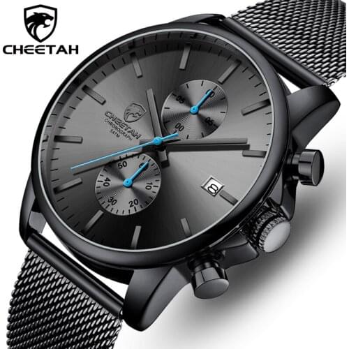 CHEETAH Stainless Steel Business Watches Men Waterproof Quartz Wristwatch Chronograph Clock Male Sports Watch Relogio Masculino