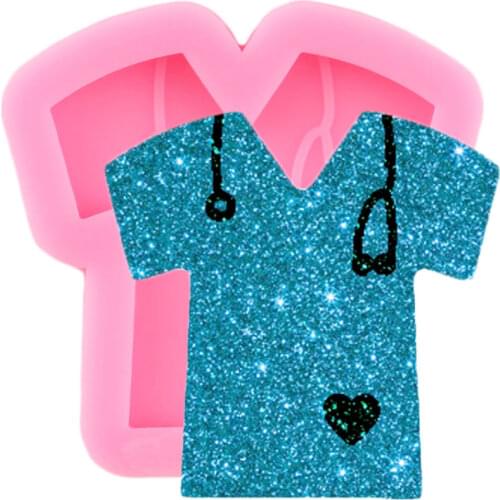 Doctor Themed T-shirt Shape Silicone Mold Shiny Clothes Keychain Resin Phone Grip Mould Cupcake Candy Chocolate Fondant Molds