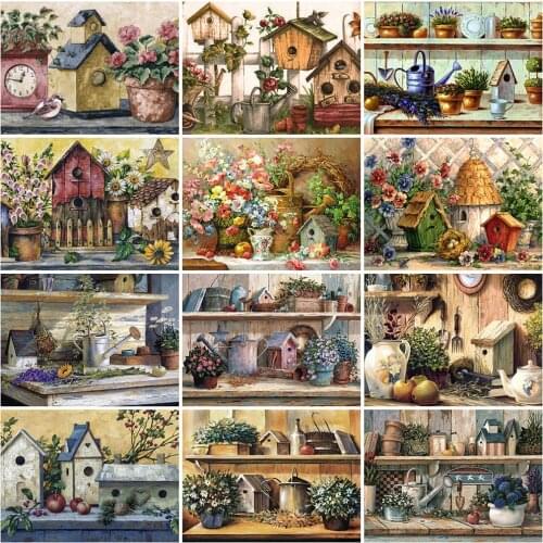 Evershine 5D DIY Diamond Painting House Craft Kit Diamond Embroidery Landscape Cross Stitch Flower Wall Art Decorations