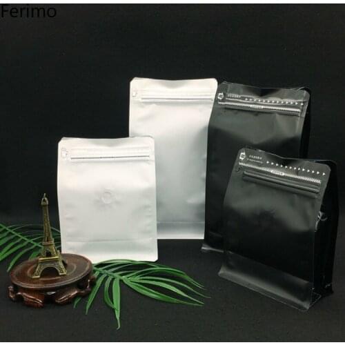 Ferimo 50pcs Coffee beans eight side packaging bags side zipper milk powder plastic food aluminum foil closet organizer storage