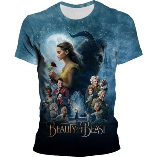 Beauty and the Beast Womens t shirt Summer New 3D Print Fashion Boy Girl Kids Anime t-shirts Casual Harajuku Mens clothing