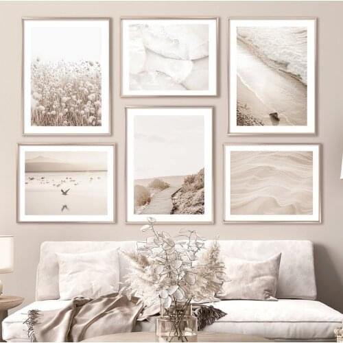 Wall Art Canvas Painting Sea Waves Beach Path Dandelion Pattern Nordic Posters And Prints Wall Pictures For Living Room Decor