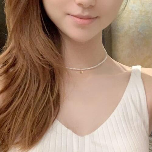 Liemjee Creative Personality Fashion Jewelry Round Bead Clavicle Pearl Necklace For Women Feature Namour Charm Gift All Seasons