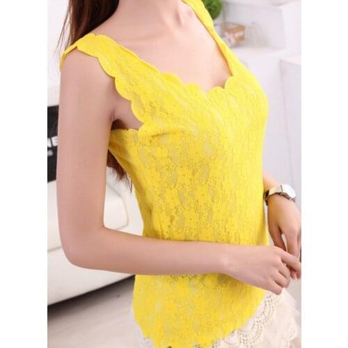 Autumn and winter new women take a single product black laceSlim was thin bottom sling vest