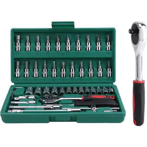 45PC 1/4-Inch Socket Wrench Set Car Repair Tool Ratchet Torque Wrench Combo Tools Kit Screwdriver Spanner Repair Auto Hand Tools