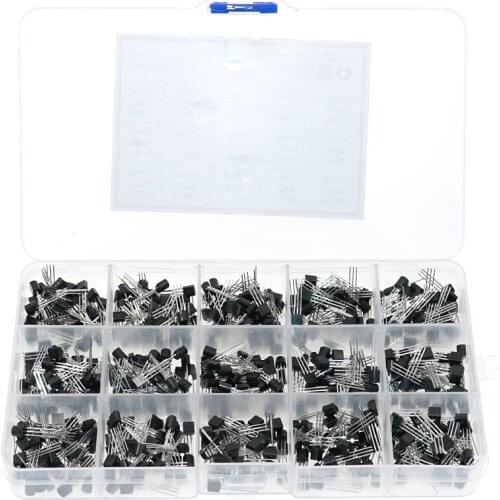600pcs/Box 15 Kinds Transistor kit set TO-92 30-160V 50-1000mA NPN / PNP A1015 C1815 S8050 2N2222 2N3904 2N5401 2N3906 2N5551