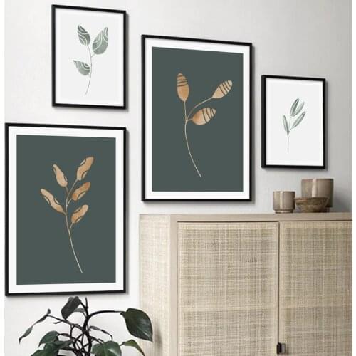 Nordic Nature Green Yellow White Leaf Wall Art Canvas Prints Fresh Plant Blade Picture and Poster Home Decor for Living Room