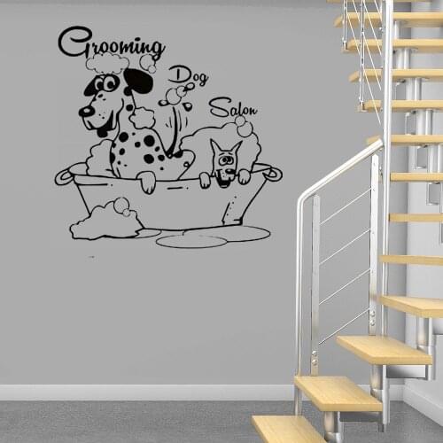 Wall Decals Dog Grooming Salon cute dog and cat Decal Vinyl Sticker Pet Shop Scissors Home Decor Interior Design Art Mural PH06