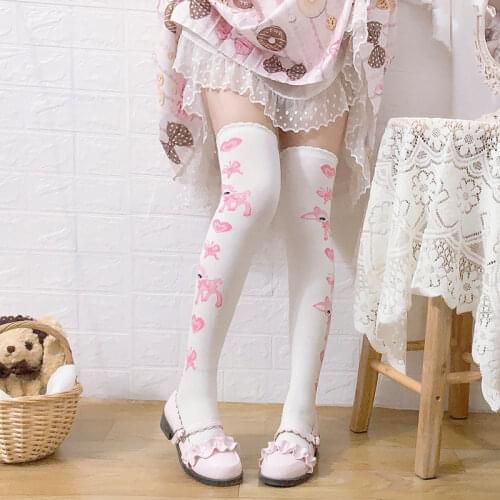 Pink Deer Lolita Socks Women Over The Knee Socks Lolita Japanese Harajuku White Stockings Overknee Tight Socks for Japanese Girl