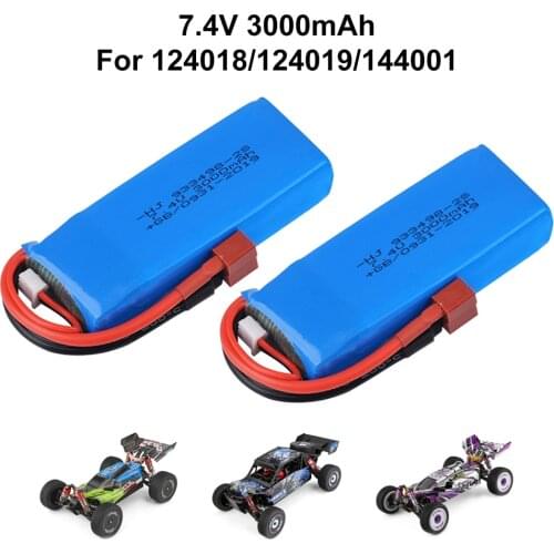 New Arrival 1PC/2PCS/3PCS 7.4V 3000mAh Lipo Battery 2S for Wltoys 144001 124018 124019 104001 RC Car R/C Truck Spare Parts