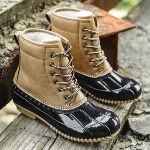 Pop Fashion Winter Mens Snow Boot Fur Thicken Warm Flat Platform Shoes Male Round Toe Lace-Up Leather Comfortable Shoes For Men