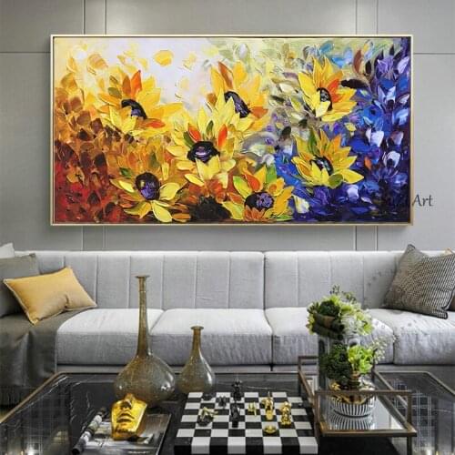Hand painted canvas oil paintings Beautiful flowers Abstract Oil Painting Modern Wall Art Living Room Picture Home Decoration