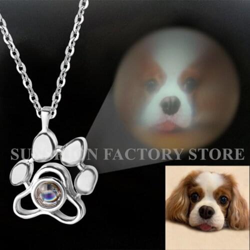 Paw 925 sterling silver custom Pet Projection Necklace Memory Jewelry Gift Dropshipping