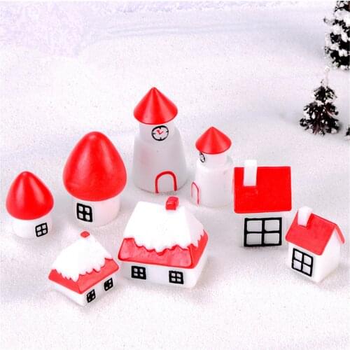 1 PC Happy New Year Concise Micro House For Christmas Home Decoration Red Roof Country Lodge Ornaments Party Adorment