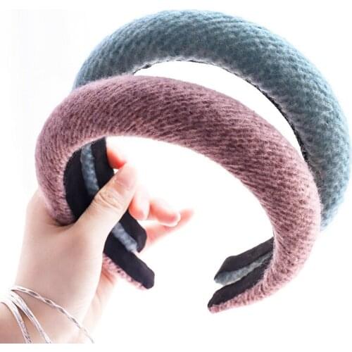 2020 Vintage Knit Sponge Bezel Solid Winter Hair Band Women Headband Hair Clips Girls Hair Accessories opaska do wlosow Hairband