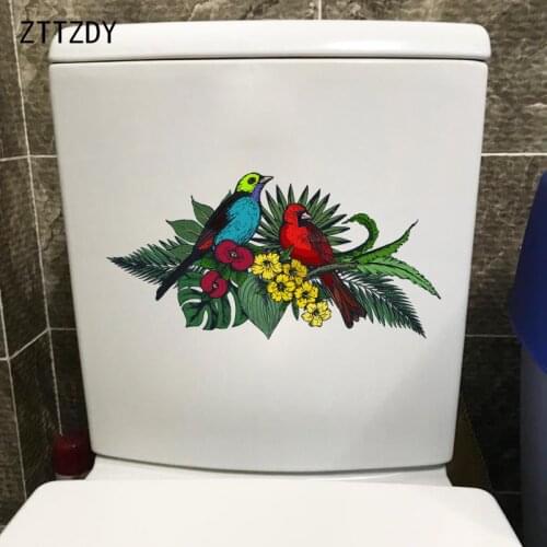 ZTTZDY 28.5×14.2CM Hand Painted Flowers And Birds Home Wall Stickers Fashion Toilet WC Decoration T2-1187