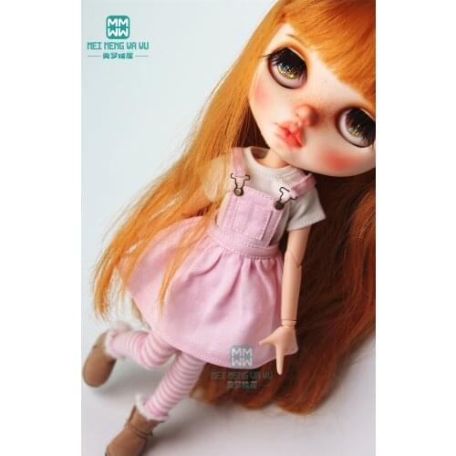 1PCS Blyth clothes fashion white T-shirt and pink strap dress for Blyth Azone 1/6 doll accessories