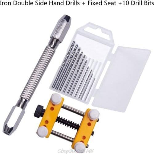 12Pcs Hand Drill Jewelry Tools Kit Pin Vise for Resin Casting Molds Steel Hand Drill with 10Pc Drill Bits & Fixed Holder S01 20