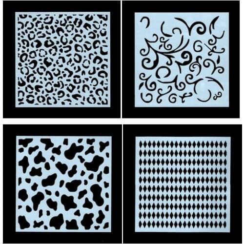 4PCS Leopard clouds pvc Layering Stencils for DIY Scrapbooking/photo album Decorative Embossing DIY Paper Cards Crafts