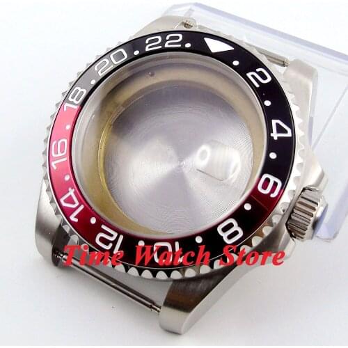 43mm Sapphire glass black&red bezel stainless steel Watch Case fit Miyota 8215 Mingzhu 2813 ETA 2836 movement 49