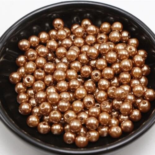 500 Pcs 6mm Plastic Faux Pearl Round Beads Brown Imitation Pearl