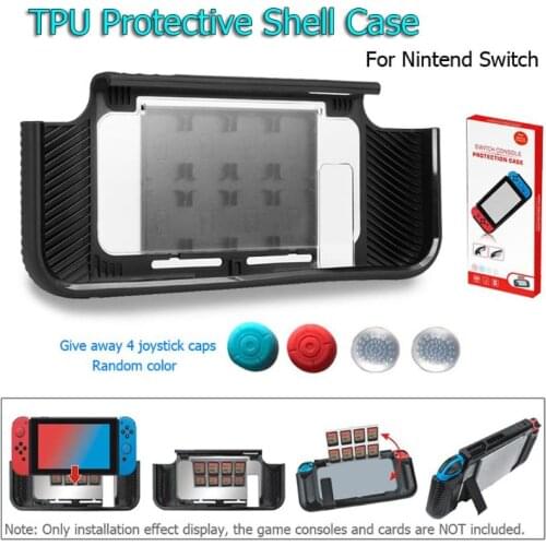 ALLOYSEED TPU Protective Back Cover Case With 8 Game Card Storage Slot For Nintend Switch Game Console Controller Grips Covers