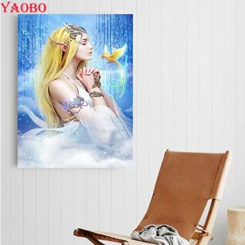 Full drill square diamond painting Beauty Bird 5D DIY diamond embroidery Elfin Princess Cross Stitch Full Round Mosaic Decor