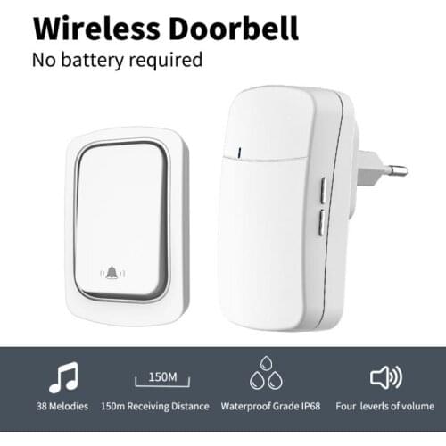 Wireless Doorbell IP68 Waterproof Anti Theft US EU UK Plug Smart Home Security System Ring Doorbell Welcome Bell 150M Doorbell