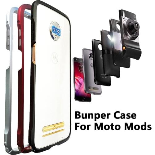 Bumper Case for Motorola moto Z4 Z3 Play Z2 Play Z2 force Compatible Moto Mods Shockproof Aluminum Metal Frame Bumper cover