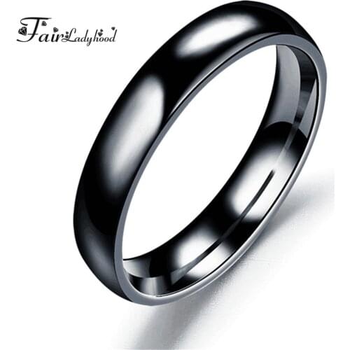 FairLadyHood Fortunately Rose Gold Women Men Polished Stainless Steel Ring Convention Jewelry Wedding Band Ring Valentine Gift