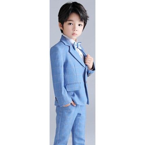Gentleman Childrens Day Performance Dress Costume 2021 Boys Formal Wedding Suit Kids Jacket+Vest+Pants+Bowtie 4Pcs Clothing Set