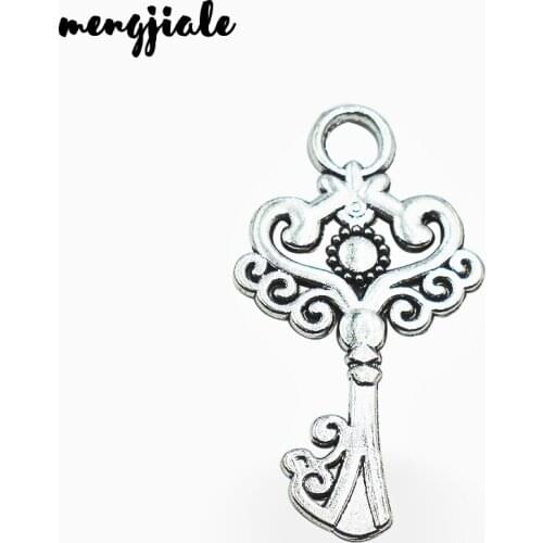 Hot sell 18pcs/lot metal antique silver charms Key charms pendant for necklace jewelry findings 33*18mm
