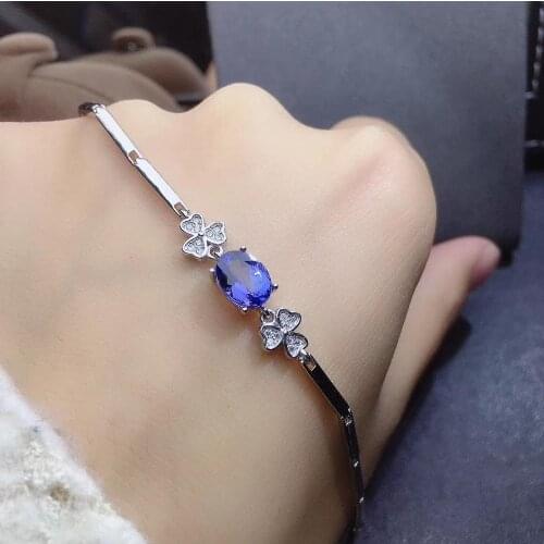 Best Gift Real and Natural New Design Natural and Real Tanzanite Bracelet 925 sterling silver Tanzanite Bracelet