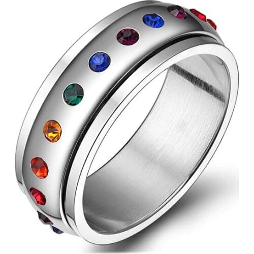 Fashion rotating spinner ring for men and women stainless steel gay jewelry