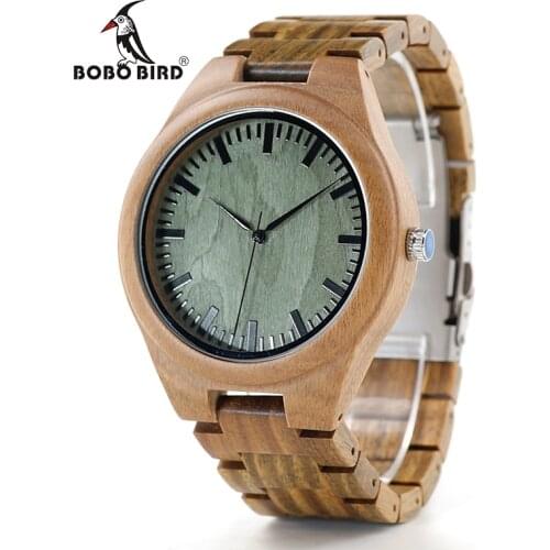 BOBO BIRD V-G19 Green Sandalwood Wood Mens Wristwatch Japan Movement Quartz Watch Classic Folding Clasp horloges mannen