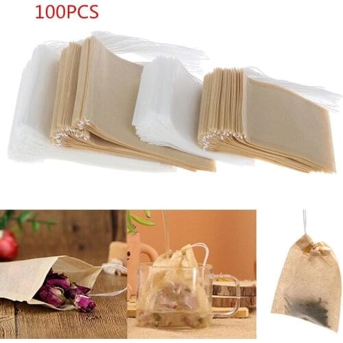 100PCS/Bag Disposable Tea Bags Empty Tea Bags with String Heal Seal Bag for Tea Bags Non-woven Fabric Paper Teabags Teaware