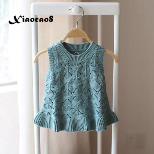 2-7Years Toddler Baby Girl Fall Clothes Kids Solid Sweater Vest for Girls Knitted O Neck Childrens Vest Sleeveless Tops