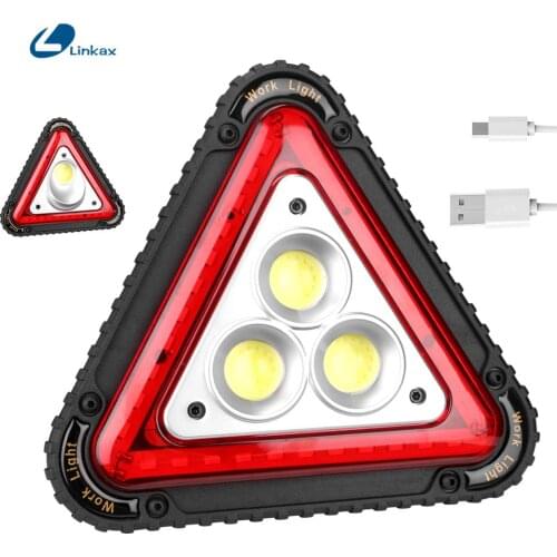 Portable COB LED Lantern Triangle Warning Led Floodlight Car Repairing Work Lamp Flood Light Searchlight with USB Charging Cable