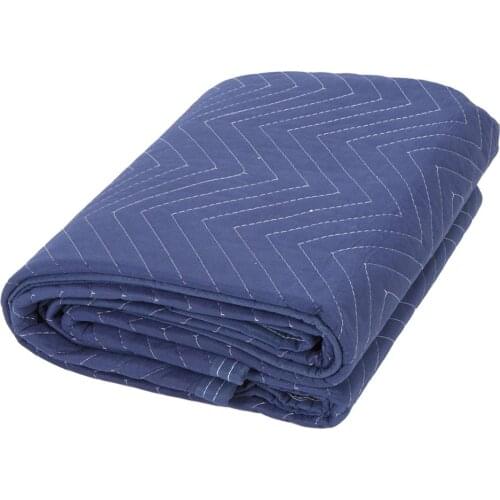 Moving Packing Blankets Wear-resisting Blankets Quilted Shipping Furniture Pads Blue and Black #4O
