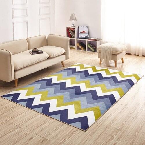 Simple geometric living room bedroom 3D printed carpet rectangular area carpet black and white carpet non-slip mat