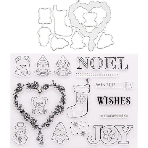 RUBBER Stamp Silicone Clear Stamps CUTTING DIES For Scrapbooking STENSICLS CHRISTMAS SNOWMAN LACE DIY PAPER Album Cards MAKING